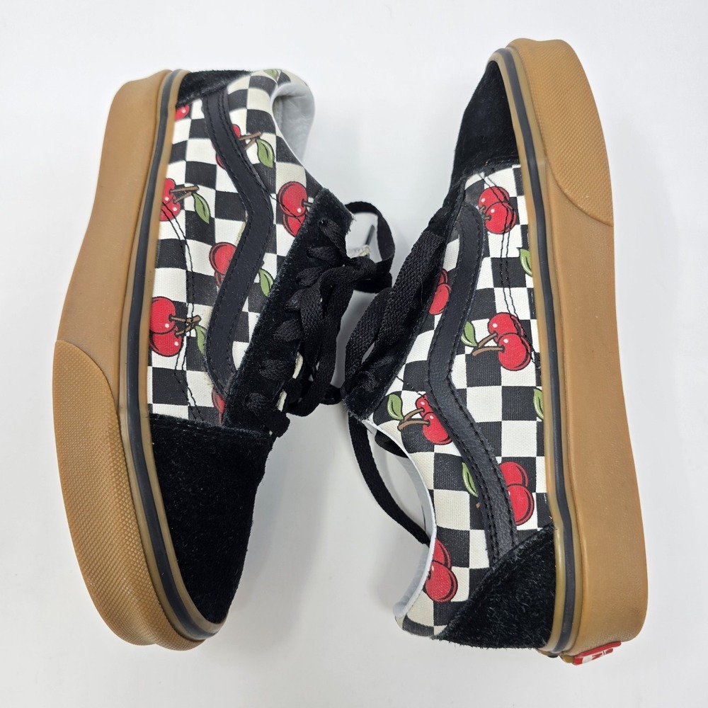 Vans Old Skool Platform Cherry Checkerboard Gum Sole Sneakers Womens 5.5 Black - Picture 4 of 16